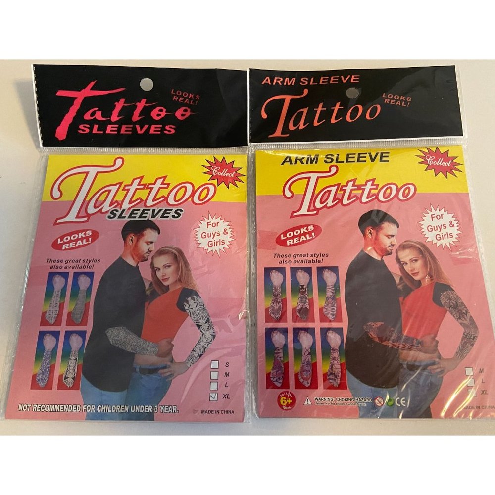 Two Temporary Fake Slip On Tattoo Arm Sleeves New